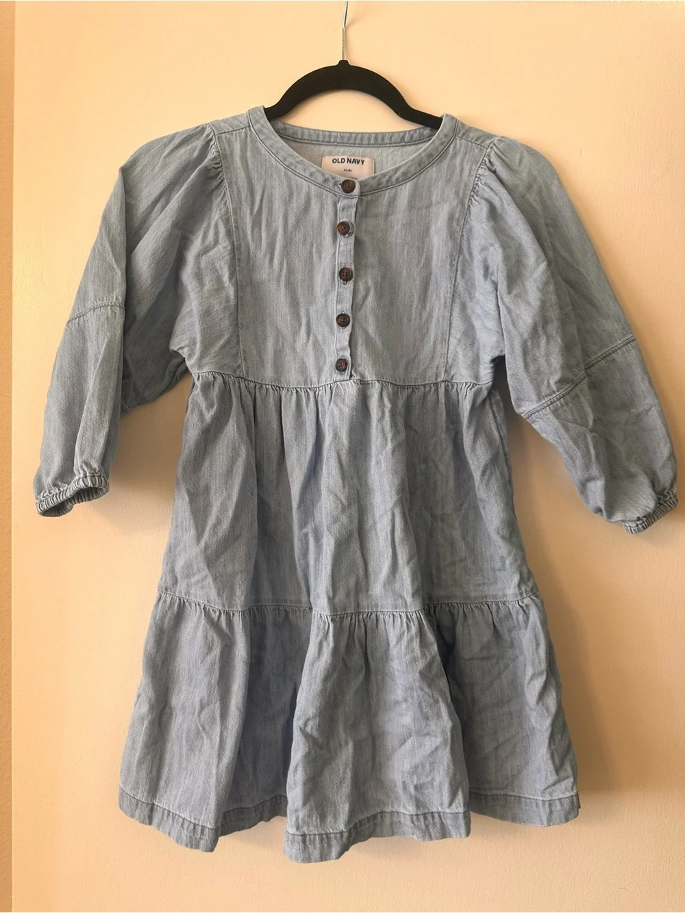 Old Navy Light Blue Tiered Denim-Style Girls Dress